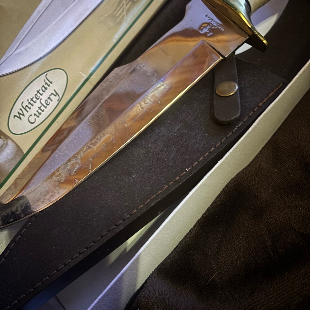 Whitetail Cutlery stag handle Hunting Knife w/ Sheath-14 3/4” overall length - Picture 3 of 7